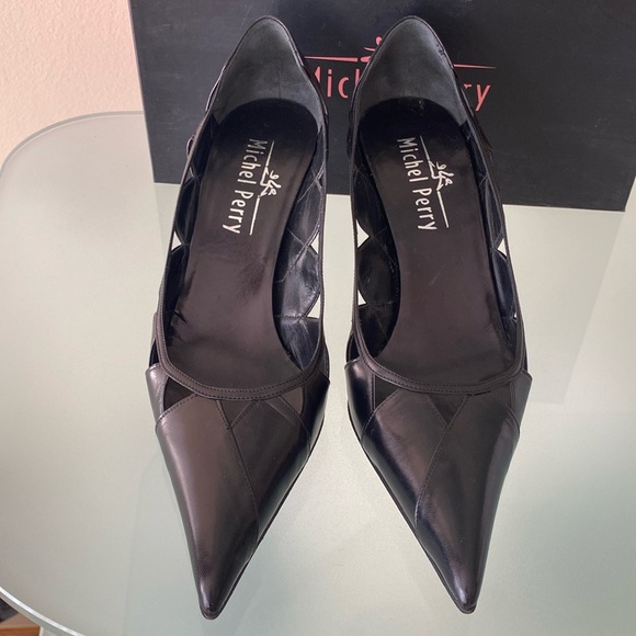 NEW Michel Perry leather SHOES/pumps,heels 8-8.5 US/ 38.5 ITALY - Picture 3 of 13
